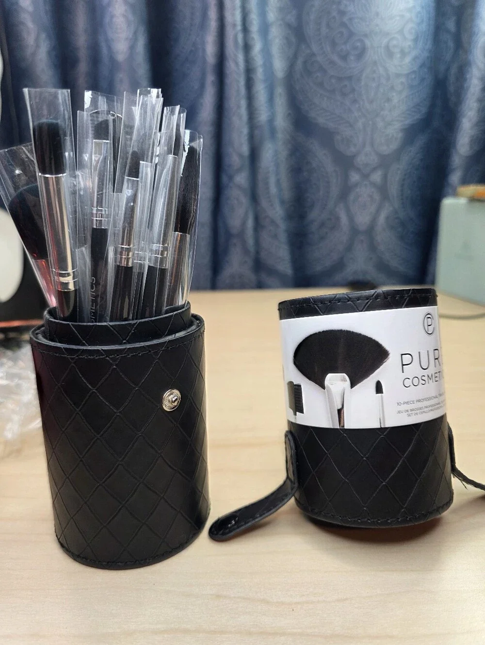 Pure Cosmetics 10-Piece Professional Makeup Brush Set with Black Travel Case